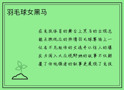 羽毛球女黑马