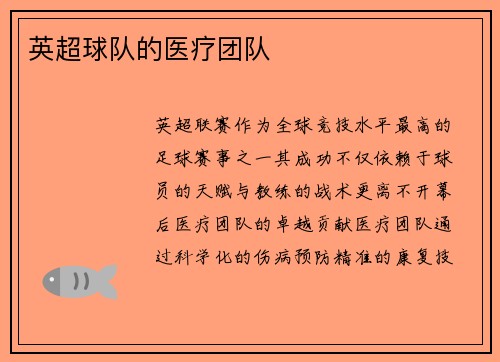 英超球队的医疗团队